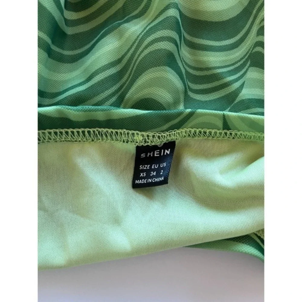 Y2K Skirt Forest‎ Fairy Boho Festival Mesh Elastic Womens XS Green